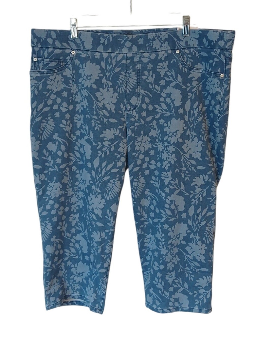 Kim Rogers Blue Floral Knit Capris Size 18W NWT - Picture 4 of 8